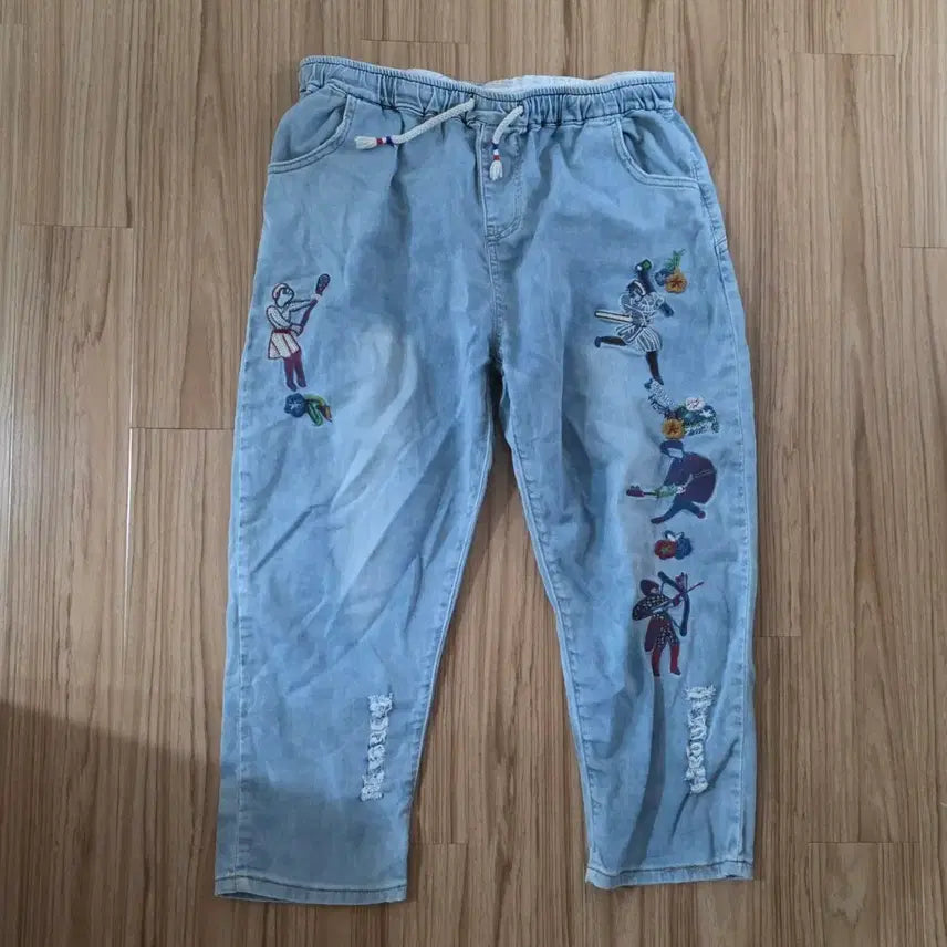 [BUNJANG] Embroidered Banned Cotton Pants / 자수 밴딩 면바지