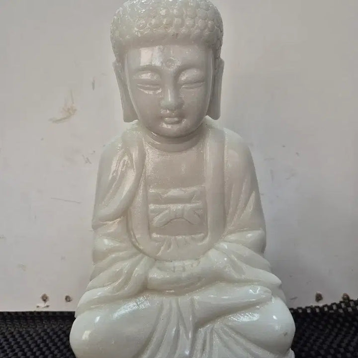 [BUNJANG] White Jade Shakyamuni Buddha Statue / 소장품 백옥 석가모니 불상