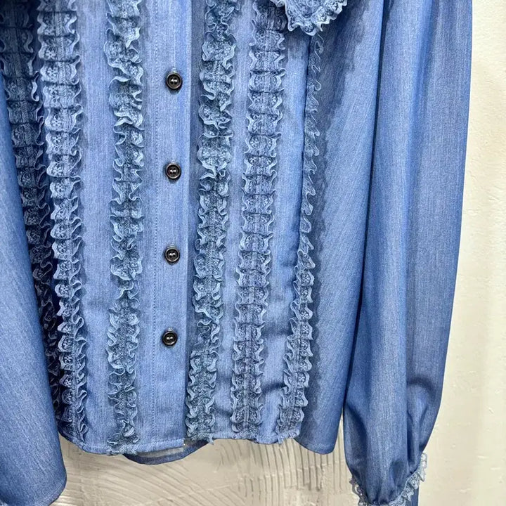 [SOLD OUT] 안나디바 데님컬러 빅카라 블라우스