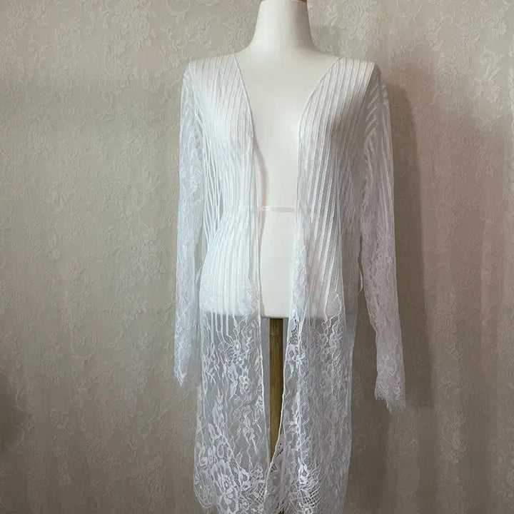 [BUNJANG] White Lace Long Cardigan / 화이트 레이스 롱 가디건