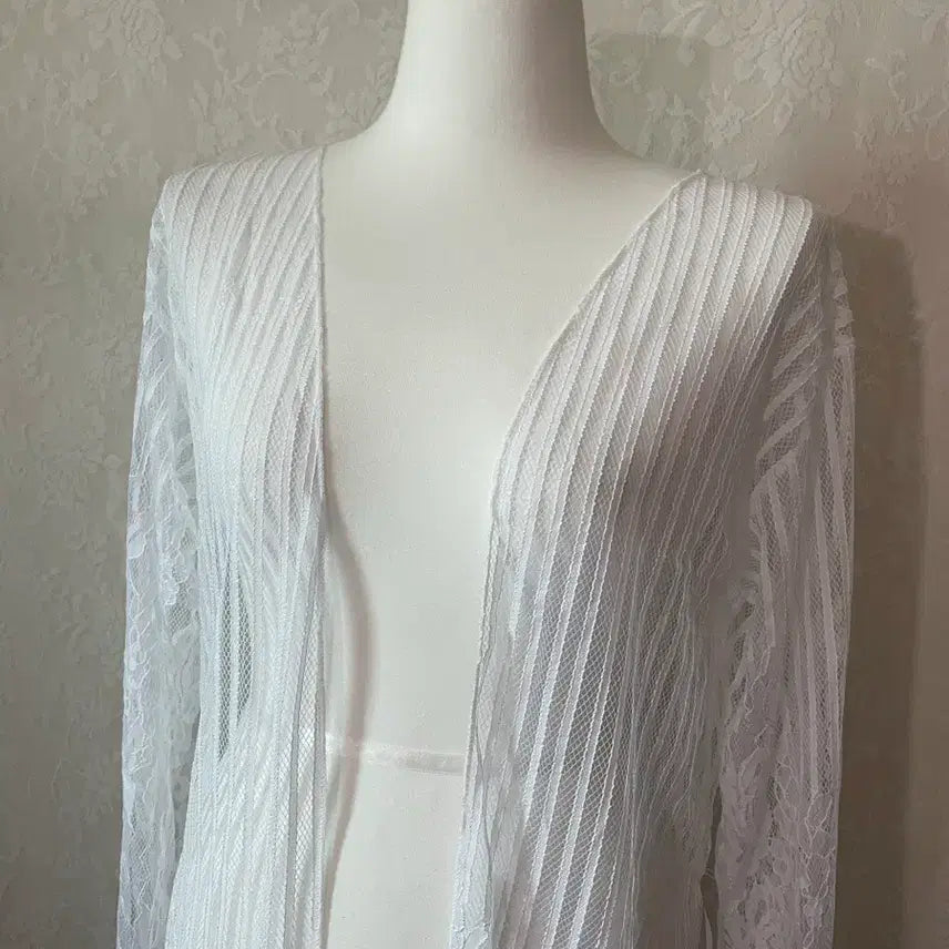 [BUNJANG] White Lace Long Cardigan / 화이트 레이스 롱 가디건