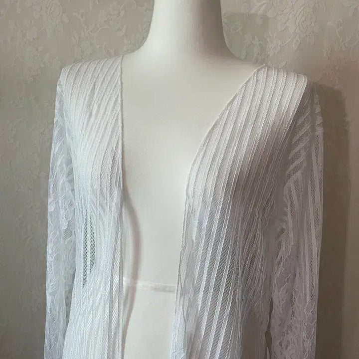 [BUNJANG] White Lace Long Cardigan / 화이트 레이스 롱 가디건