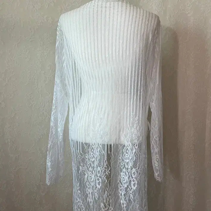 [BUNJANG] White Lace Long Cardigan / 화이트 레이스 롱 가디건