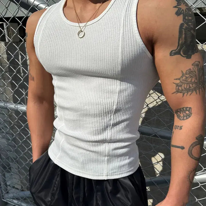 [BUNJANG] Muscle Fit Cut-out Tank Top / 절개 컷팅 머슬핏 나시