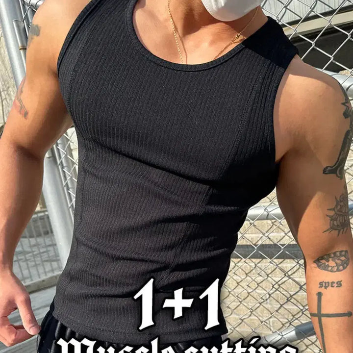 [BUNJANG] Muscle Fit Cut-out Tank Top / 절개 컷팅 머슬핏 나시