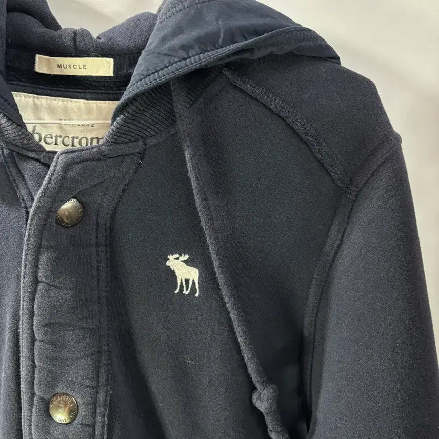[BUNJANG] Abercrombie &amp; Fitch Navy Snap Button Hoodie Jacket / (M) 아베크롬비 후드 집업 3.9