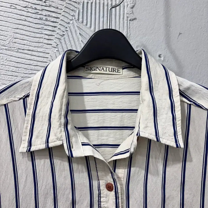 [BUNJANG] Signature Striped Loose Fit Short Sleeve Shirt / 시그니처 스트라이프 루즈핏 반팔 셔츠