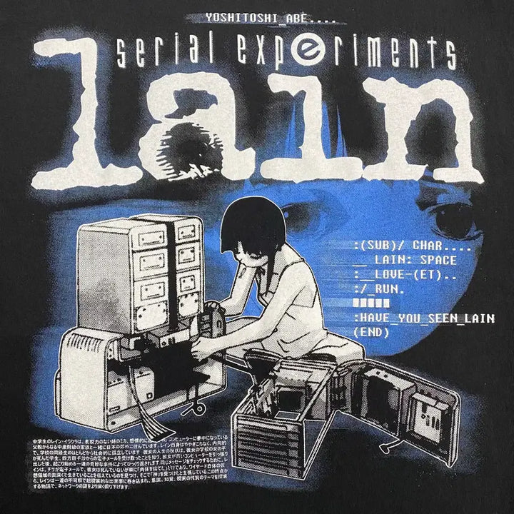[BUNJANG] Serial Experiments Lain Bootleg Animation T-shirt / 시리얼 익스페리먼츠 레인 부틀렉 애니메이션 티셔츠 애니티