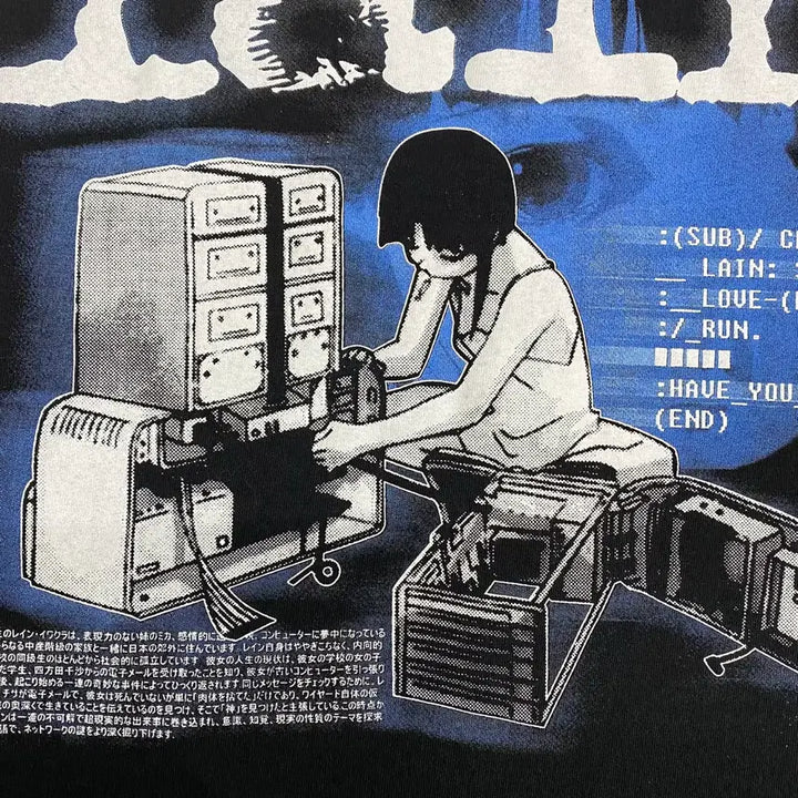 [BUNJANG] Serial Experiments Lain Bootleg Animation T-shirt / 시리얼 익스페리먼츠 레인 부틀렉 애니메이션 티셔츠 애니티