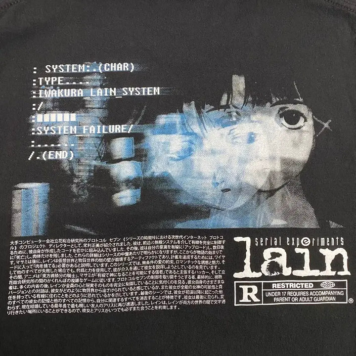 [BUNJANG] Serial Experiments Lain Bootleg Animation T-shirt / 시리얼 익스페리먼츠 레인 부틀렉 애니메이션 티셔츠 애니티