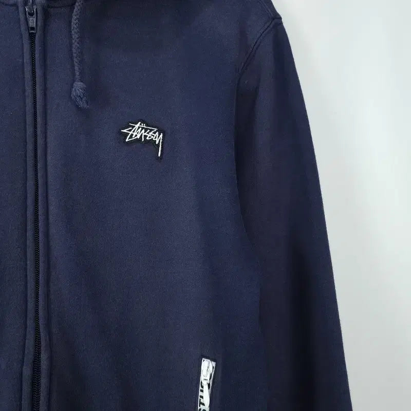 [BUNJANG] Stussy Logo Patch Hoodie Zip-Up Navy (P01634) / 스투시 로고 패치 후드 집업 네이비 P01634