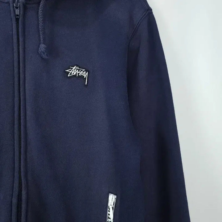 [BUNJANG] Stussy Logo Patch Hoodie Zip-Up Navy (P01634) / 스투시 로고 패치 후드 집업 네이비 P01634