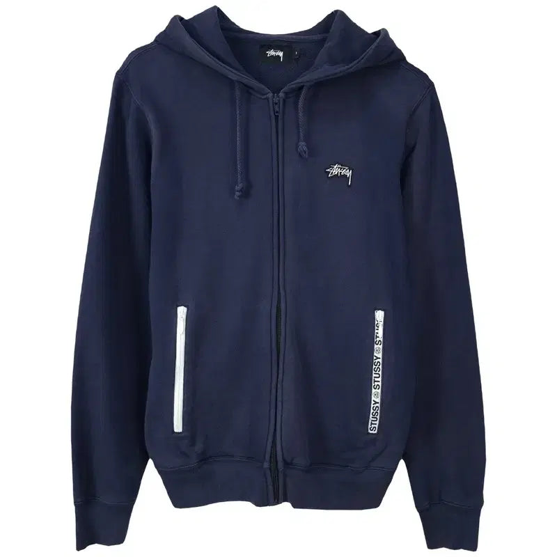 [BUNJANG] Stussy Logo Patch Hoodie Zip-Up Navy (P01634) / 스투시 로고 패치 후드 집업 네이비 P01634