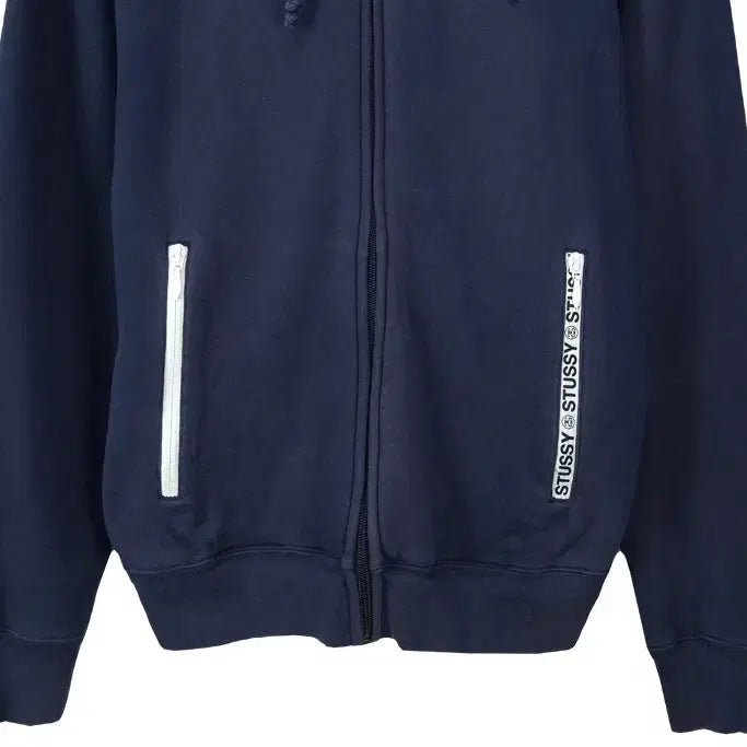 [BUNJANG] Stussy Logo Patch Hoodie Zip-Up Navy (P01634) / 스투시 로고 패치 후드 집업 네이비 P01634