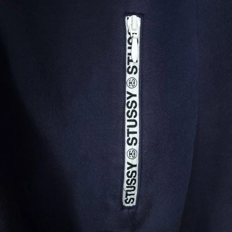 [BUNJANG] Stussy Logo Patch Hoodie Zip-Up Navy (P01634) / 스투시 로고 패치 후드 집업 네이비 P01634