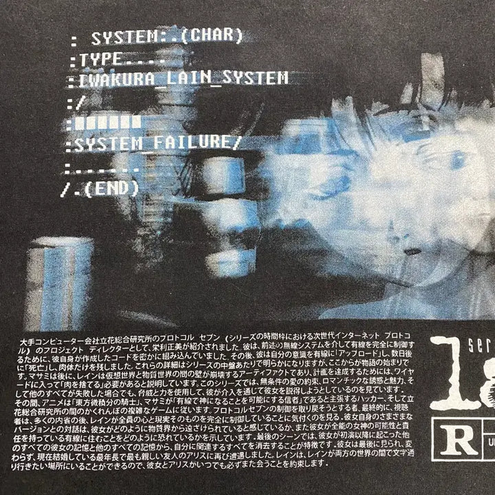 [BUNJANG] Serial Experiments Lain Bootleg Anime T-Shirt / 시리얼 익스페리먼츠 레인 부틀렉 애니메이션 티셔츠