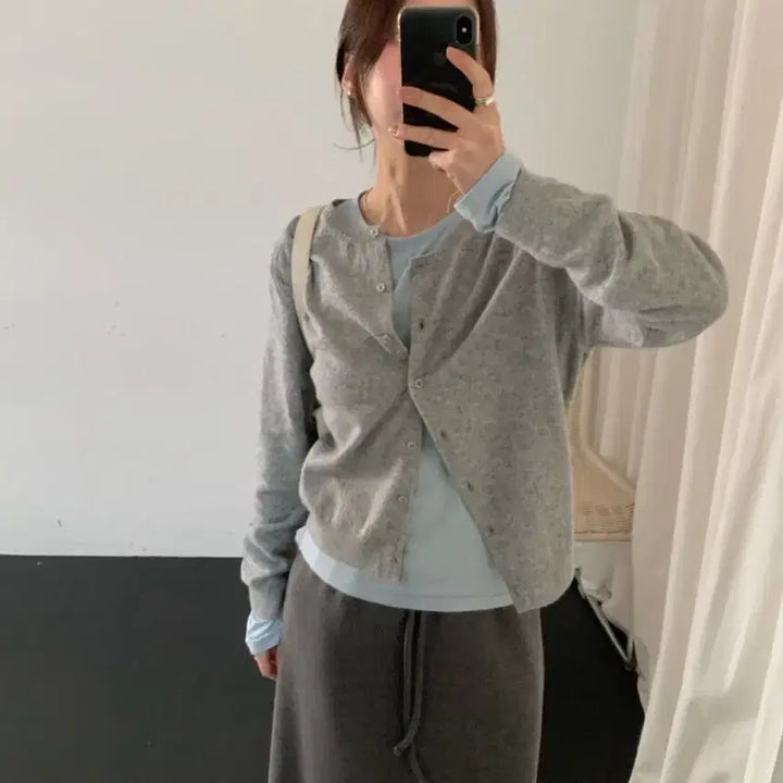 [BUNJANG] Cashmere Flannel Cardigan Gray / 플라넬 캐시미어 가디건 새상품 그레이