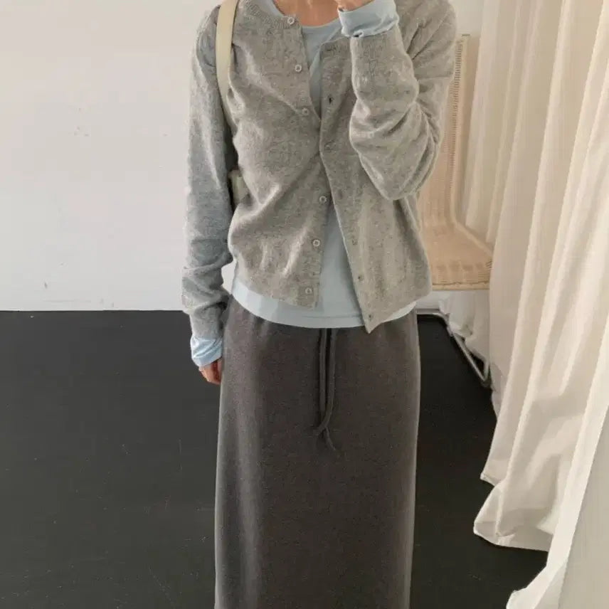 [BUNJANG] Cashmere Flannel Cardigan Gray / 플라넬 캐시미어 가디건 새상품 그레이