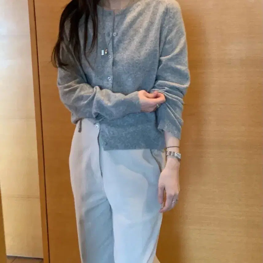 [BUNJANG] Cashmere Flannel Cardigan Gray / 플라넬 캐시미어 가디건 새상품 그레이