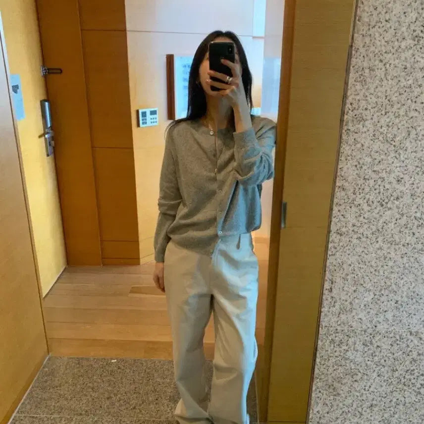 [BUNJANG] Cashmere Flannel Cardigan Gray / 플라넬 캐시미어 가디건 새상품 그레이