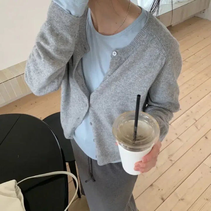[BUNJANG] Cashmere Flannel Cardigan Gray / 플라넬 캐시미어 가디건 새상품 그레이