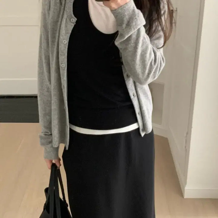 [BUNJANG] Cashmere Flannel Cardigan Gray / 플라넬 캐시미어 가디건 새상품 그레이
