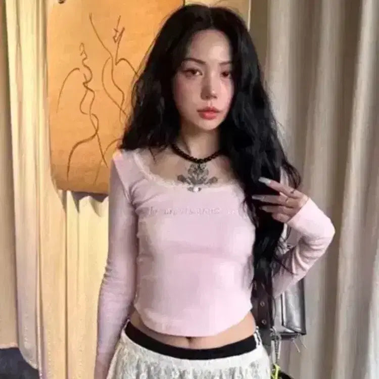 [BUNJANG] The Mysterious Hotel Pink Rose Lace Sleeve / 더미스테리어스호텔 핑크 로즈레이스 슬리브