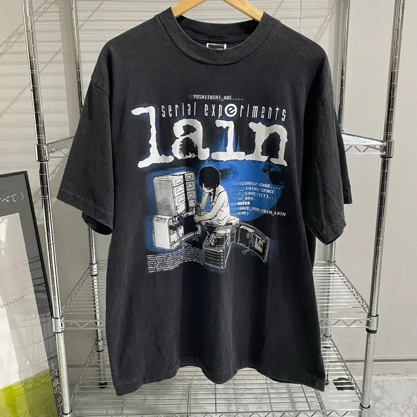 [BUNJANG] Serial Experiments Lain Bootleg Animation T-Shirt / 시리얼 익스페리먼츠 레인 부틀렉 애니메이션 티셔츠 애니티