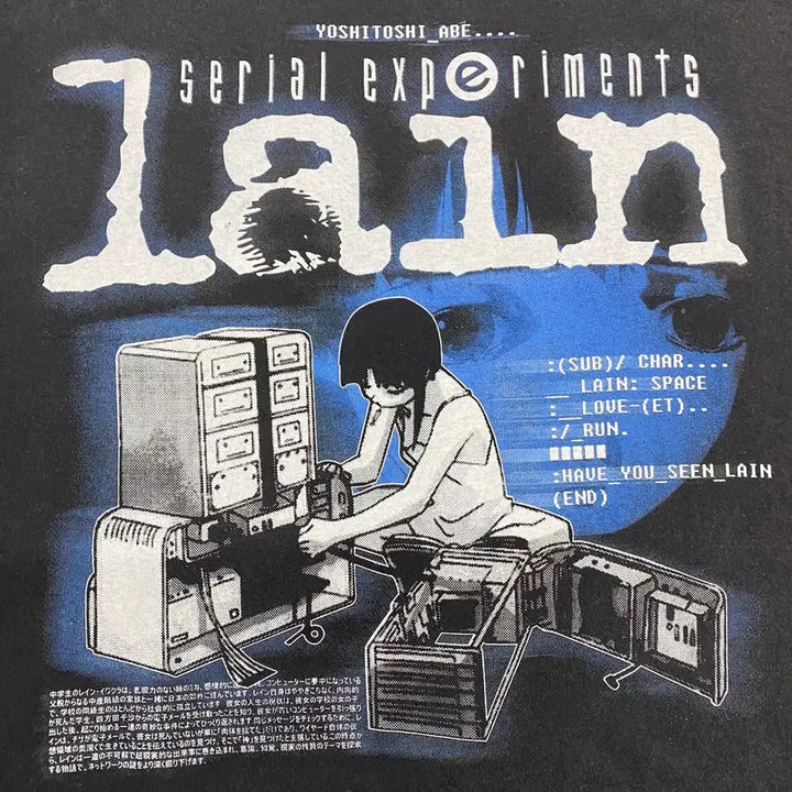 [BUNJANG] Serial Experiments Lain Bootleg Animation T-Shirt / 시리얼 익스페리먼츠 레인 부틀렉 애니메이션 티셔츠 애니티