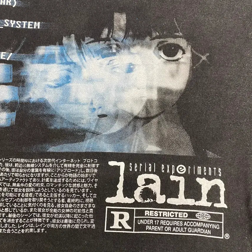 [BUNJANG] Serial Experiments Lain Bootleg Animation T-Shirt / 시리얼 익스페리먼츠 레인 부틀렉 애니메이션 티셔츠 애니티