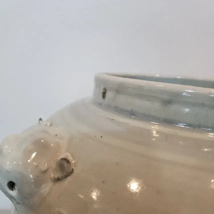 [BUNJANG] Celadon Porcelain Four-Eared Fish Motif Large Vase / 청화백자 사귀 어문 대호