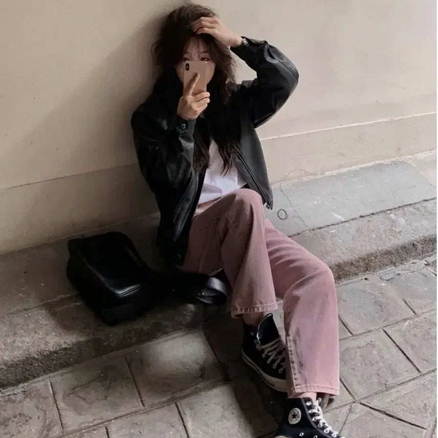 [BUNJANG] Slow and Made Mute Pink Dying Denim Pants - Basic XS / 슬로우앤드 made. 투데이 뮤트핑크 다잉데님팬츠 - 베이직 XS