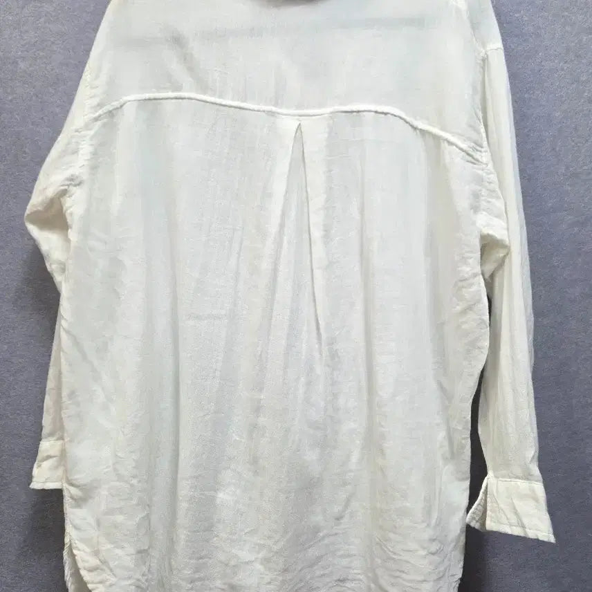 [BUNJANG] White Henley Neck Long Sleeve Shirt / 화이트 헨리넥 셔츠 롱슬리브