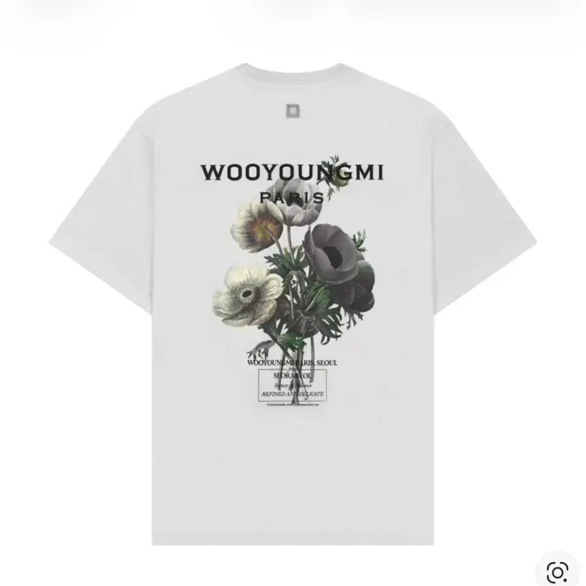 [BUNJANG] Wooyoungmi Flower Printed Short Sleeve T-shirt White / 우영미 플라워 프린팅 반팔 티셔츠 화이트 새상품