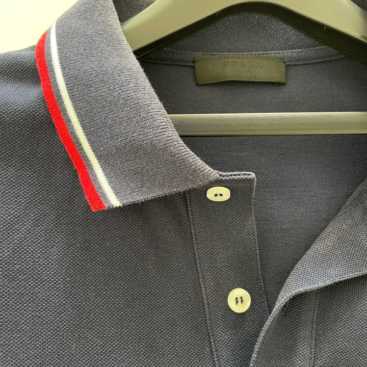 [BUNJANG] Prada Unisex Linea Rossa Navy PK Short Sleeve T-shirt / 프라다 공용L 리네아로사 네이비 PK 피케 반팔 티셔츠