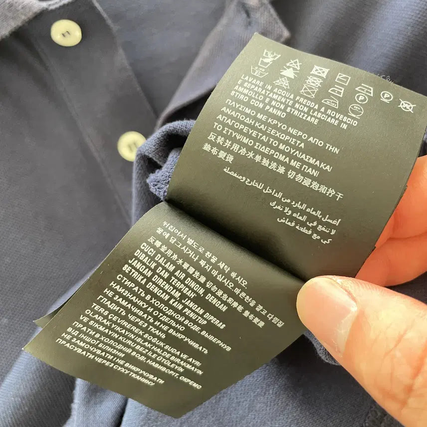 [BUNJANG] Prada Unisex Linea Rossa Navy PK Short Sleeve T-shirt / 프라다 공용L 리네아로사 네이비 PK 피케 반팔 티셔츠
