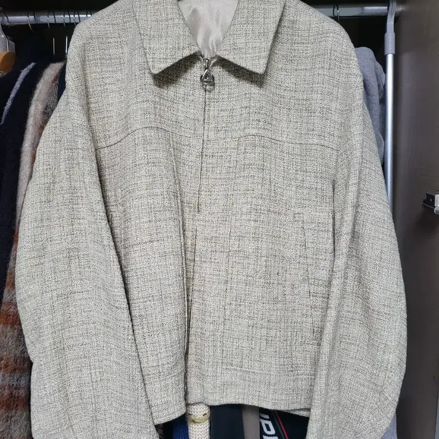 [BUNJANG] Solid Homme Beige Tweed Jacket / 솔리드옴므 베이지 트위드 자켓 48