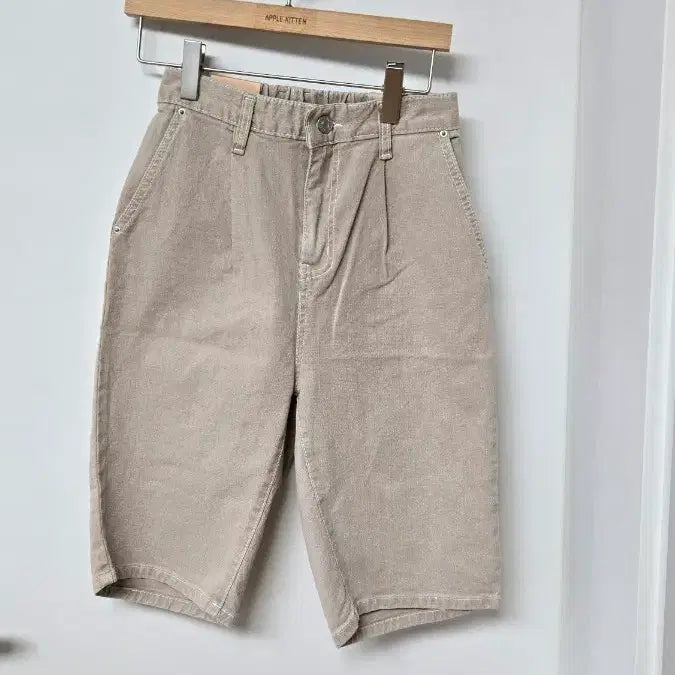 [BUNJANG] Unbranded Beige 5-Part Tucked Shorts / 핀턱 5부 S싸이즈 219 스판 허리뒷밴딩 베이지 반바지