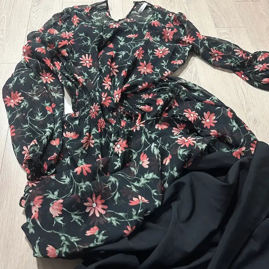 [BUNJANG] ZARA Floral Chiffon Long Dress / 자라 꽃무늬 쉬폰 롱원피스