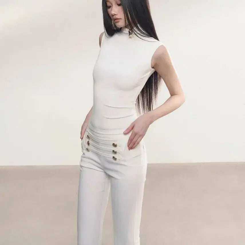 [SOLD OUT] 화이트 하이웨스트 부츠컷 바지