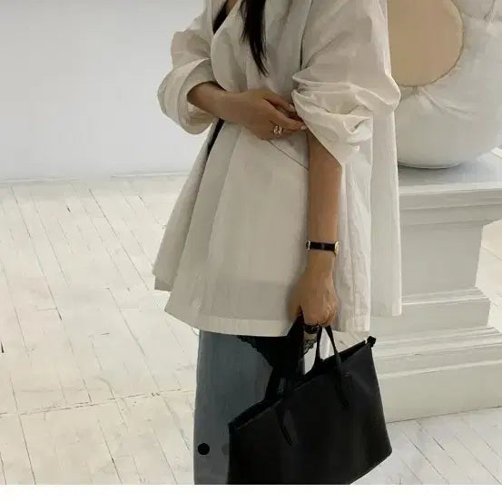 [SOLD OUT] LUVMIU 루아 스냅 셔츠 JP 아이보리