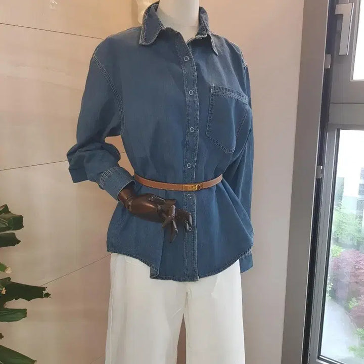 [BUNJANG] Loose Fit Denim Shirt / 데님 셔츠 새상품 55~66추천 루즈핏 꾸안꾸 필수템