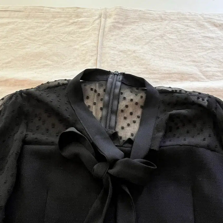 [BUNJANG] Black See-Through Mermaid Dress / 블랙 시스루 배색 머메이드핏 원피스