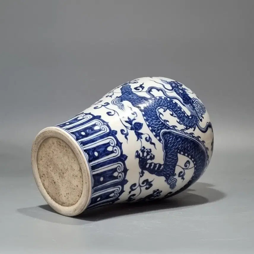 [BUNJANG] Ming Dynasty Xuande Celadon Porcelain Vase / 대명선덕년제 청화화봉문매병. 고28
