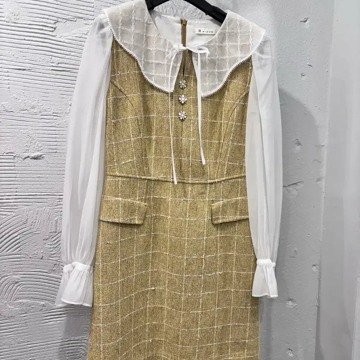 [BUNJANG] It MICHAA Lace Collar Tweed Dress / 잇미샤 레이스카라 트위드 원피스