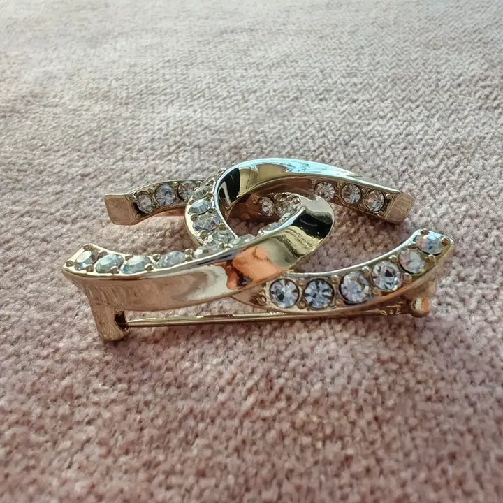 [BUNJANG] CHANEL Coco Mark Rhinestone Brooch / 샤넬 CHANEL 브로치 코사주 골드 코코마크 라인스톤