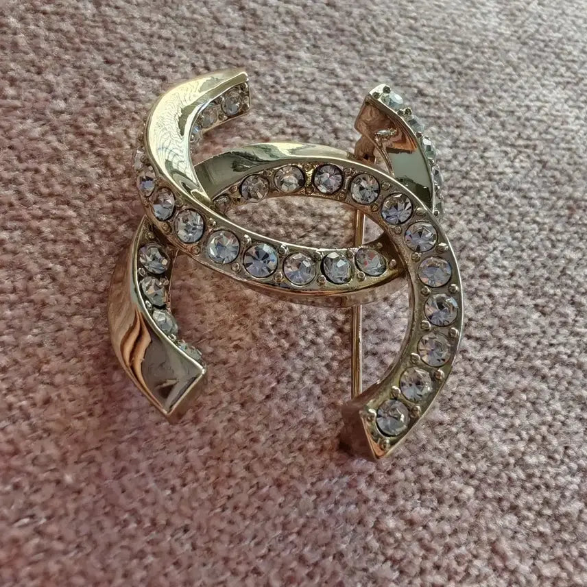 [BUNJANG] CHANEL Coco Mark Rhinestone Brooch / 샤넬 CHANEL 브로치 코사주 골드 코코마크 라인스톤