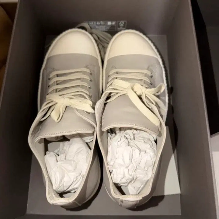 [BUNJANG] Rick Owens Ramones Milk Gray Sneakers / (새상품) 릭오웬스 라몬즈 밀크그레이 스니커즈 43