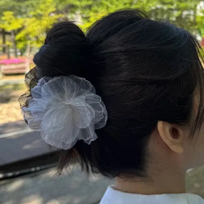 [BUNJANG] Organza Chiffon Flower Hair Clip / 오간자 시폰 꽃 플라워 헤어핀 집게핀