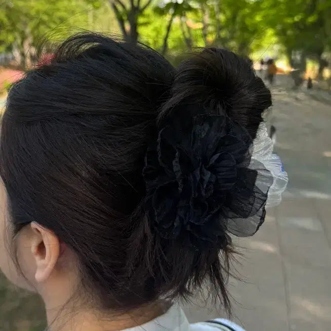 [BUNJANG] Organza Chiffon Flower Hair Clip / 오간자 시폰 꽃 플라워 헤어핀 집게핀